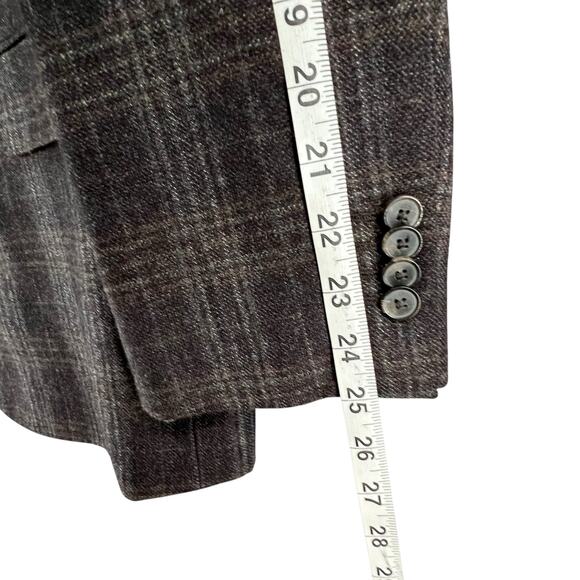 Joseph Abboud Sport Coat 48R Brown Wool Hamilton Plaid Lanificio Blazer Jacket - Picture 6 of 16